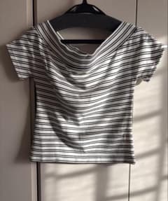 FRAY I.D ボーダー ドレープネックTシャツのサムネイル