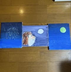 原画】手描き アクリル画 キャンバスアート 3枚セット インテリア バラ