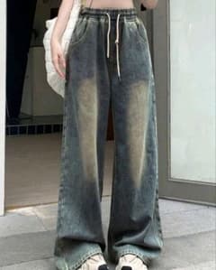 ヴィンテージ加工 ワイドデニムパンツ ストレートのサムネイル