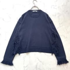 美品 SLOANE 14G フリンジニット ネイビー 2 ウールコットン M - メルカリ