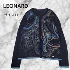 美品✨レオナール カーディガン 長袖 シルク100% ラインストーン 黒 LLのサムネイル