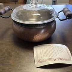銅製 丸型両手鍋 ガラス蓋付き - メルカリ