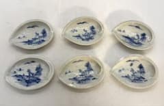 江戸 古伊万里 染付 鮑形山水人物紋小皿6点 送料込み260130 - メルカリ