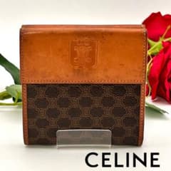 CELINE セリーヌ 三つ折り財布 Wホック 折り財布 マカダム ブラウン