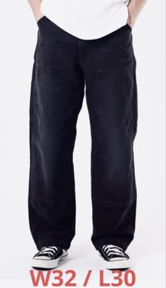 Levi's 568 ルーズストレート ダブルニー ブラック　W32/L32 ① Levi's｜568(TM) ルーズストレート ダブルニー ブラック | Rakuten