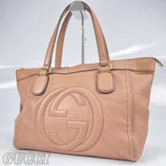 GUCCI グッチ インターロッキングG ソーホー レザー ピンク フリンジ 