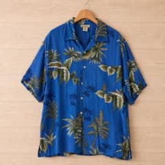 ISLANDER ✨アロハシャツ ブルー ボタニカル柄 Lサイズのサムネイル