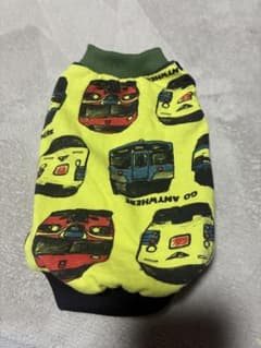 ハンドメイド電車柄小型犬用犬服サイズSチワワヨークシャーテリアのサムネイル