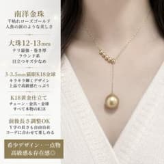 【K18×南洋金珠】12-13mm 大珠 テリ最強 希少Y字デザイン ネックレスのサムネイル