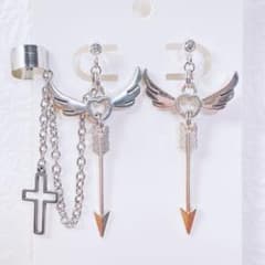 [658] Landmine Mass-Produced Heart Wing and Arrow Earrings/Ear Cuffs