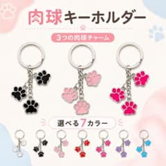 肉球キーホルダー 3連 猫 バッグチャーム 選べる7色のサムネイル