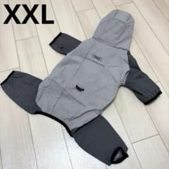犬用 レインコート つなぎタイプ グレー 中小犬用 通気 防水 XXL カッパ