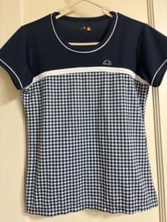 Ellesseテニスウェア ネイビー チェック柄 半袖Tシャツ Lサイズのサムネイル