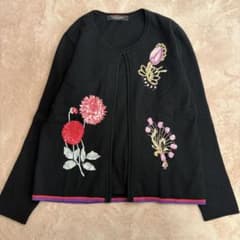 【極美品】レオナール　カシミヤ　シルク　長袖ニット　42 XL ボレロ風 573 極美品】レオナール カシミヤ シルク 長袖ニット 42 XL ボレロ風 573