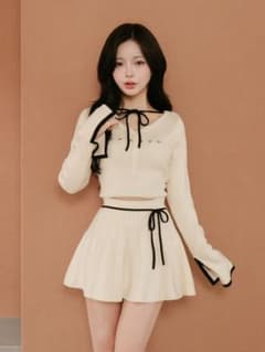 ダーリッチ Darich ウエストオープンリボンデザインニットミニ