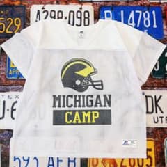 ミシガン大学 カレッジロゴ 両面刺繍 XL アメフト ユニフォーム ゲームシャツ RUSSELL ミシガン大学 メッシュゲームシャツ XL アメフト NCAA - メルカリ