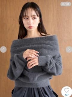 snidel フォックスカシミヤオフショルプルオーバー - メルカリ