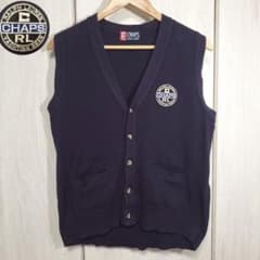 90s 日本製 チャップス ラルフローレン ニット ベスト 太畝 ロゴワッペン