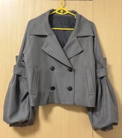 loin nuit ロワンニュイ ボリュームスリーブショートジャケット グレー loin nuit ロワンニュイ ボリュームスリーブショートジャケット グレー