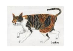 オイルパステル画　原画　A4サイズ　猫の絵　ドローイング　絵画　アートのサムネイル