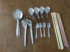 中国のカトラリー　ステンレススプーン 箸 まとめ売りのサムネイル