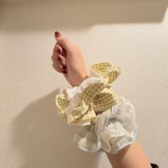 チェック柄×レース フリルシュシュのサムネイル