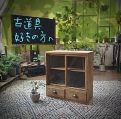 ✨小道具好き♡必見✨】古道具 ガラス戸棚 昭和初期 ヴィンテージ家具