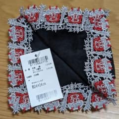 【未使用品】近沢レース　シーズンタオルハンカチ/鬼に金棒（ブラック）のサムネイル
