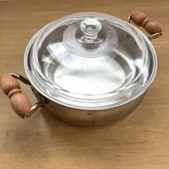 NEOREX ステンレス 両手鍋 透明ガラス蓋 木製ハンドル - メルカリ