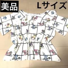 花柄 ブラウス 半袖 フリル レディース トップス 春服 白色 Lサイズ  春のサムネイル