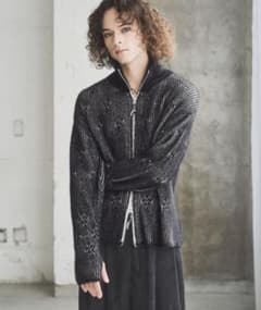 新品未開封タグ付 Casperjohnフェザードライバーズニット M ブラック