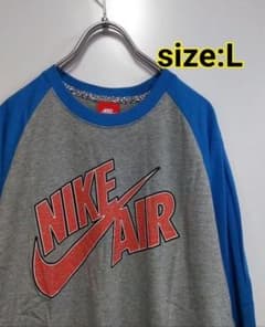 13866 デッドストック NIKE ラグランTシャツ ロゴ Lのサムネイル