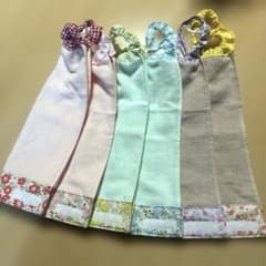 557.おりこうエプロン　おりこうタオル　タオルエプロン　花柄　6枚組　女の子 227.おりこうエプロン おりこうタオル タオルエプロン 6枚組 花柄