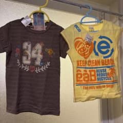キッズ Tシャツ 2枚セット ブラウン イエローのサムネイル