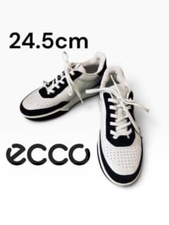 ECCO エコー スニーカー 24.5cm EU39 白黒 レザー レディース