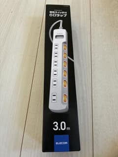ELECOM 個別スイッチ付6口タップ 3.0m 雷ガードのサムネイル