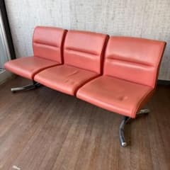 プラス 3連ベンチチェア ロビーチェア 待合椅子 オレンジ ミッドセンチュリー プラス 3連ベンチチェア ロビーチェア 待合椅子 オレンジ ミッド
