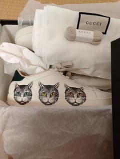 奏 GUCCI 猫キャットプリントスニーカー　ミケーレグッチガーデンエース GUCCI 猫 キャット プリント スニーカー ミケーレ グッチガーデン