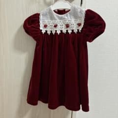 ワインレッド ベルベット ワンピースのサムネイル