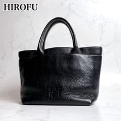 美品 HIROFU ヒロフ シボ革 レザー ハンドバッグ バケツ型 黒 Hロゴ 美品✨HIROFU ミニ ハンドバッグ レザー シボ革 ブラック Hロゴ トート