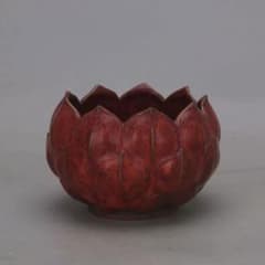Porcelain Red Glazed Lotus Bud Incense Burner, Bowl, Stationery, Tabletop, Contemporary Craft, Fine Art, Decorative Item