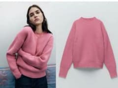 ZARA ピンク リブ編み セーター Mのサムネイル