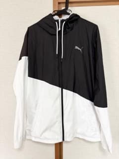 PUMA ウィンドブレーカー バイカラー フード付き　白　黒　ジャージ　プーマのサムネイル