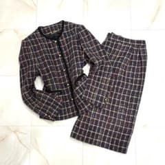昭和レトロ バブリースーツ ツイード 金ボタン 日本製 セットアップ