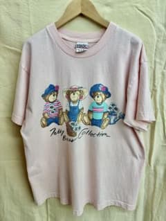 SIMPLY BASIC テディベア プリント Tシャツ ピンクのサムネイル