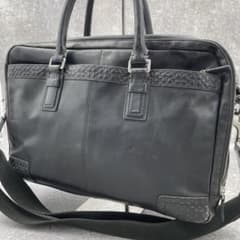 COACH コーチ 2WAY ビジネスバッグ 黒 レザー エンボスロゴ - メルカリ