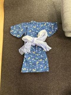 青色花柄浴衣 帯付きのサムネイル