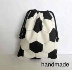 ◆巾着 給食袋 ハンドメイド 裏地あり サッカーボールのサムネイル