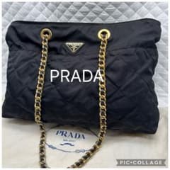 良品 PRADA プラダ キルティング チェーンショルダーバッグ IPIジップ 