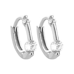 L》ダブル キラキラ フープピアス ジルコニア シルバー【両耳セット